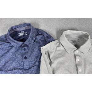 Lot Of 2 Vineyard Vines Long Sleeve Polo Men's S Blue Gray Performance Stripe